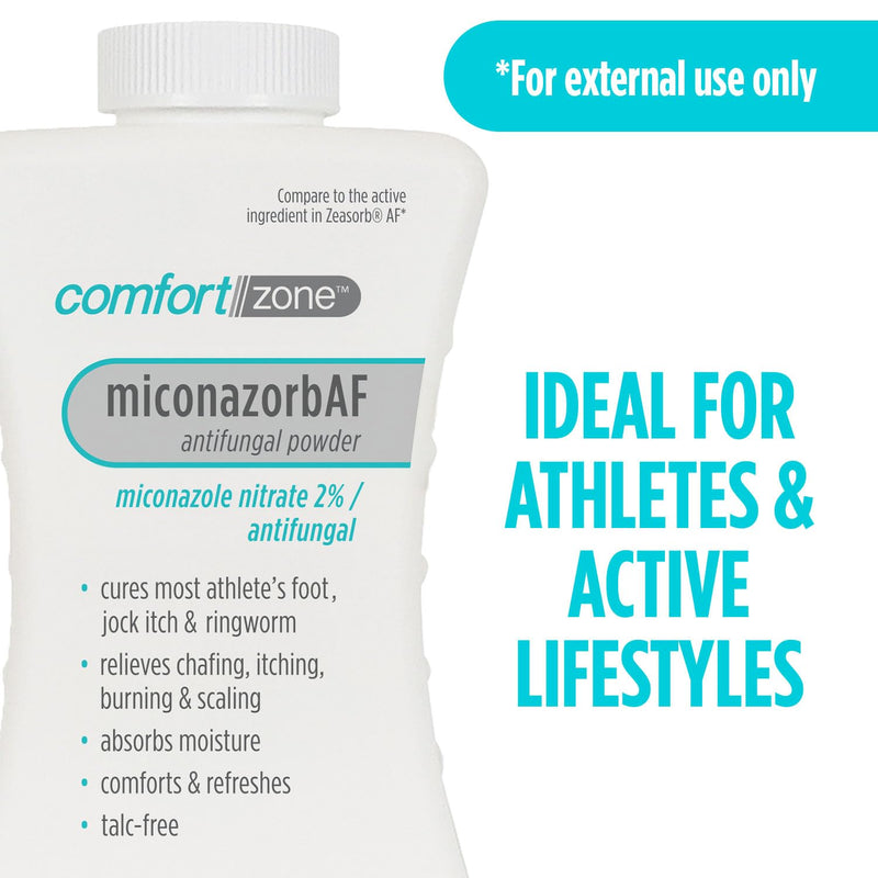 Comfort Zone Miconazorb Antifungal Powder, Talc-Free, Miconazole Nitrate 2%, For Treatment Of Athlete's Foot, Jock Itch And Ringworm, 2.5oz (71g) (3 Pack) 2.5 Ounce (Pack of 3)