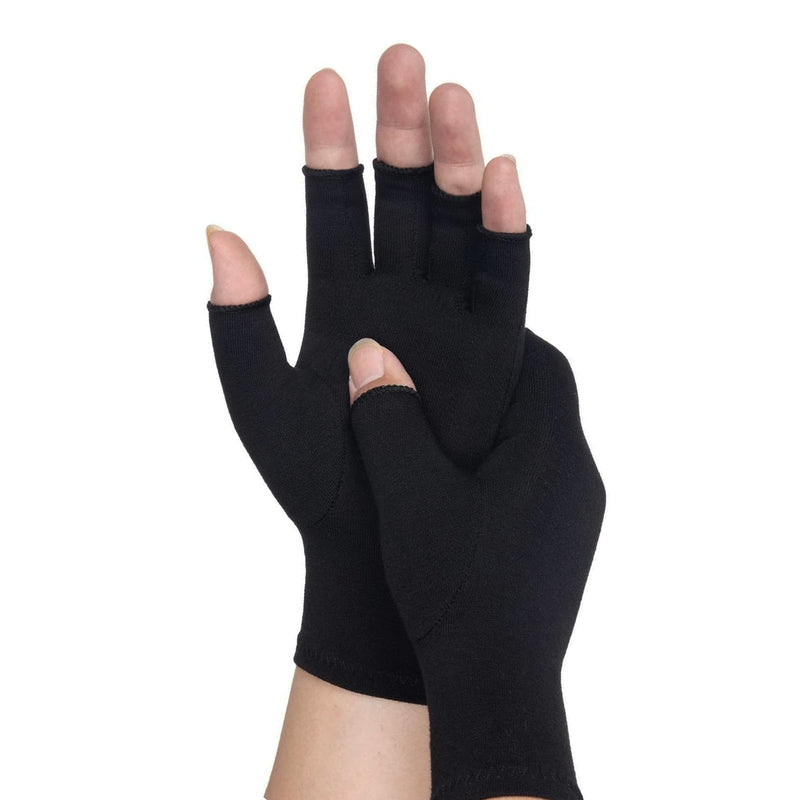 [Australia] - Bamboo Compression Arthritis Gloves for Men & Women - Fingerless Carpal Tunnel Wrist Hand Brace Gloves for Arthritis Pain Medium Black 