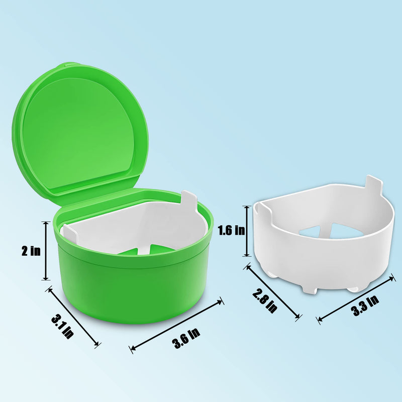 [Australia] - Colorful Denture Bath, Denture Case With Strainer For Soaking Dentures, Retainers, Mouth Guard & Night Guard, Large Denture Cup For a Set Of Full Dentures For Travelling & Daily Cleaning(Green) Green 