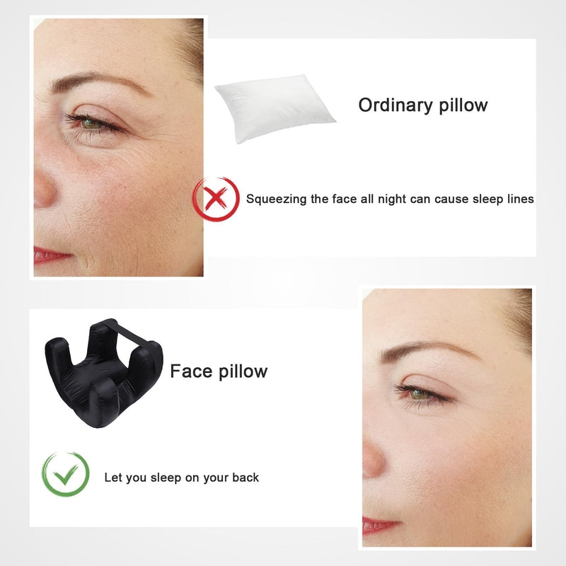 [Australia] - Memory Foam Face Pillow, Ergonomic Design, Silk Fabric Beauty Pillow for Back Sleep Training Pillow, Memory Foam Support, Soft Cushioning, Suitable for Comfortable Sleep (Black) Black 