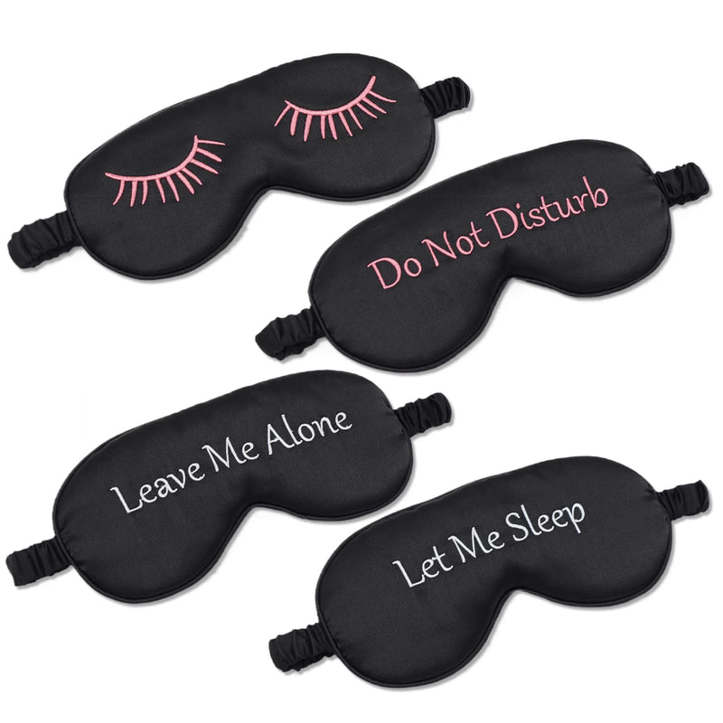 [Australia] - 4 Pack Eye Mask for Sleeping Silky Funny Soft Satin Sleep Shade Cover Blindfold with Elastic Strap Travel Nap Blackout for Women Men 