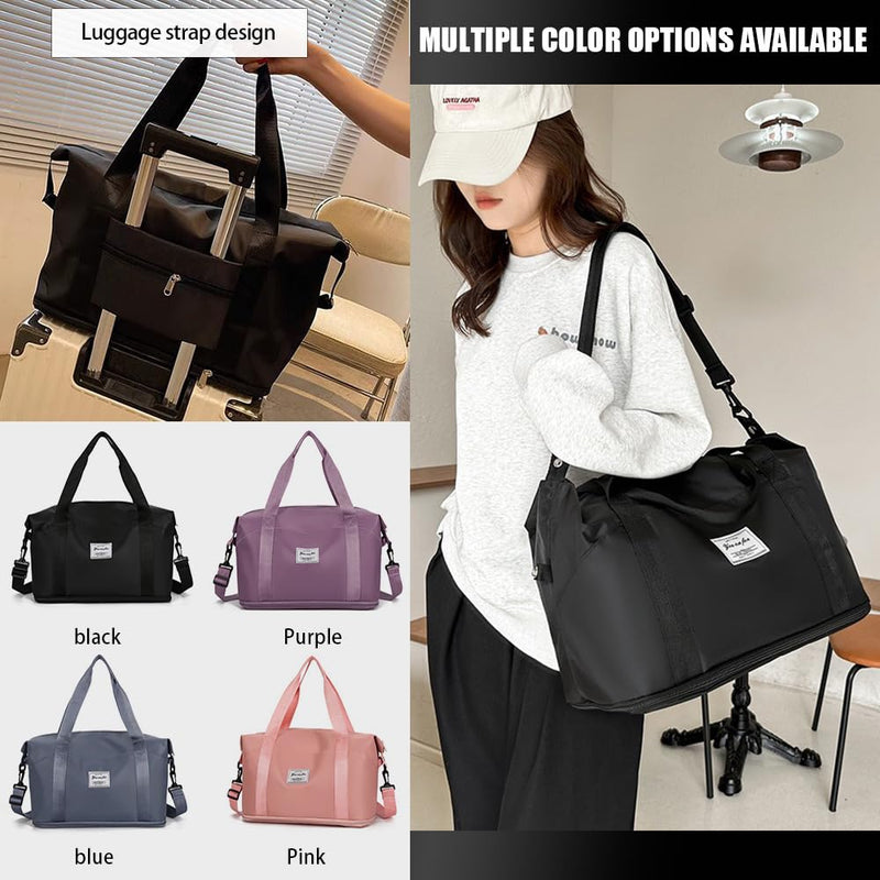 Women-Birthday Gifts Duffle Bag with.Expandable Compartment,Personalized Girls Weekender Bag, Overnight for Women, Travel with Makeup, Friend Bride Gifts (black) Black