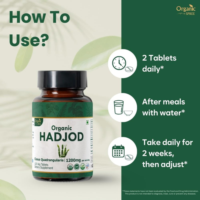 [Australia] - Hadjod 120 Tablets ‚Äì USDA Organic Cissus Quadrangularis ‚Äì Supports Joint Strength & Mobility* 1 
