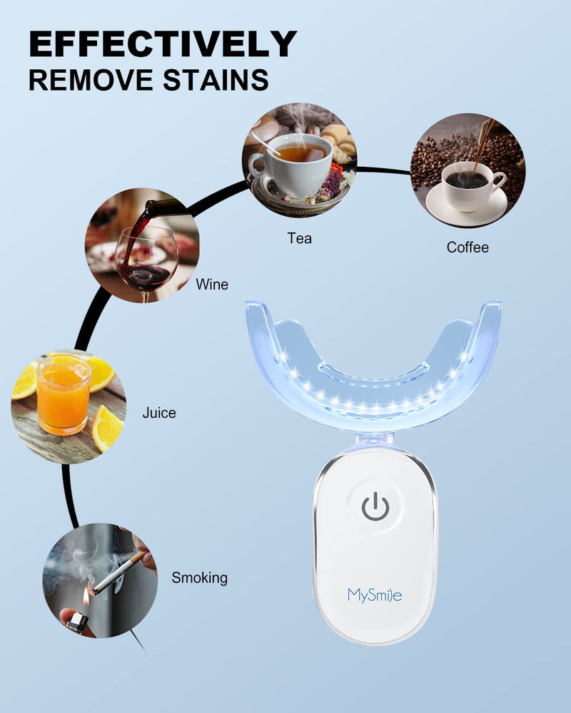 MySmile Teeth Whitening Light,3 Non-Sensitive Teeth Whitening Gel Refill Pack,10 Minute Treatment Teeth Whitening Products,28x Powerful Blue LED Light for Whitening Teeth