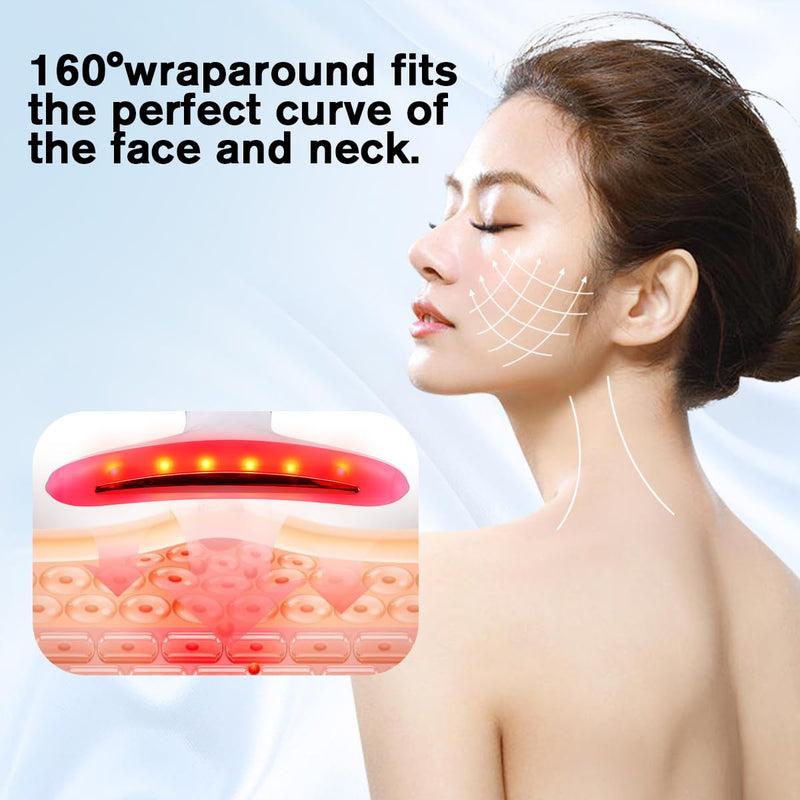 LATME Facial Massager,Neck Face Massager Tool,3 Mode Massage with Heat,Portable Beauty Instrument for Skin Care Women Gift Off White