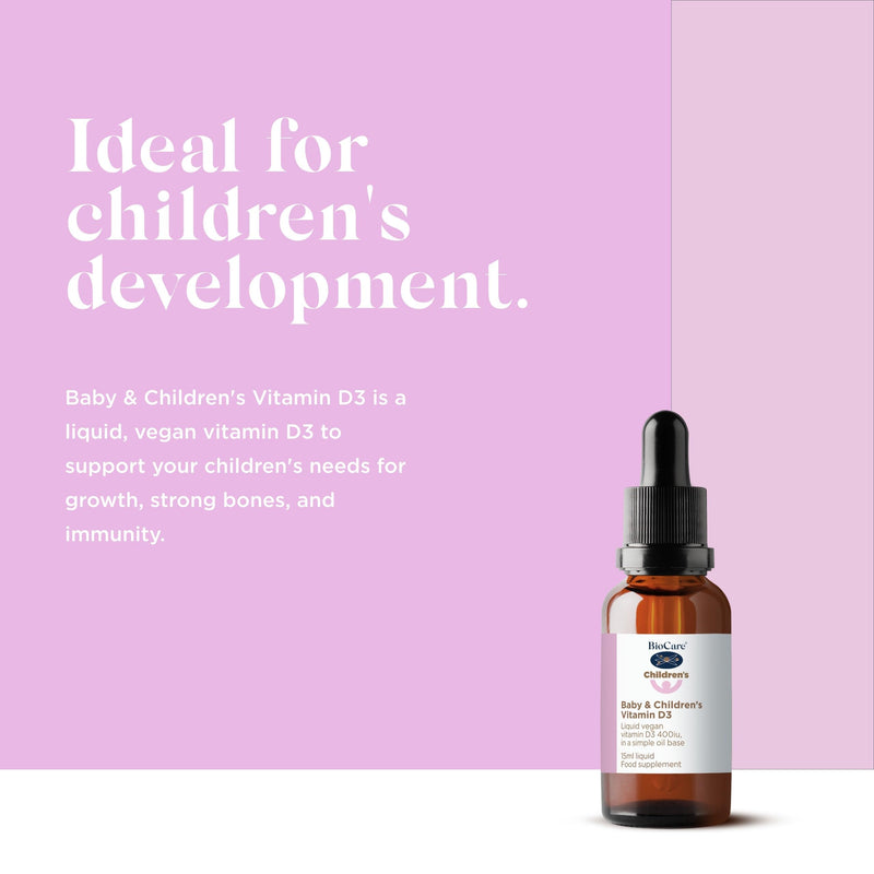 BioCare Baby & Children's Liquid Vitamin D3 - Vegan Vitamin D from Algae for Immune, Bone & Growth Support - 15ml 15 ml (Pack of 1)