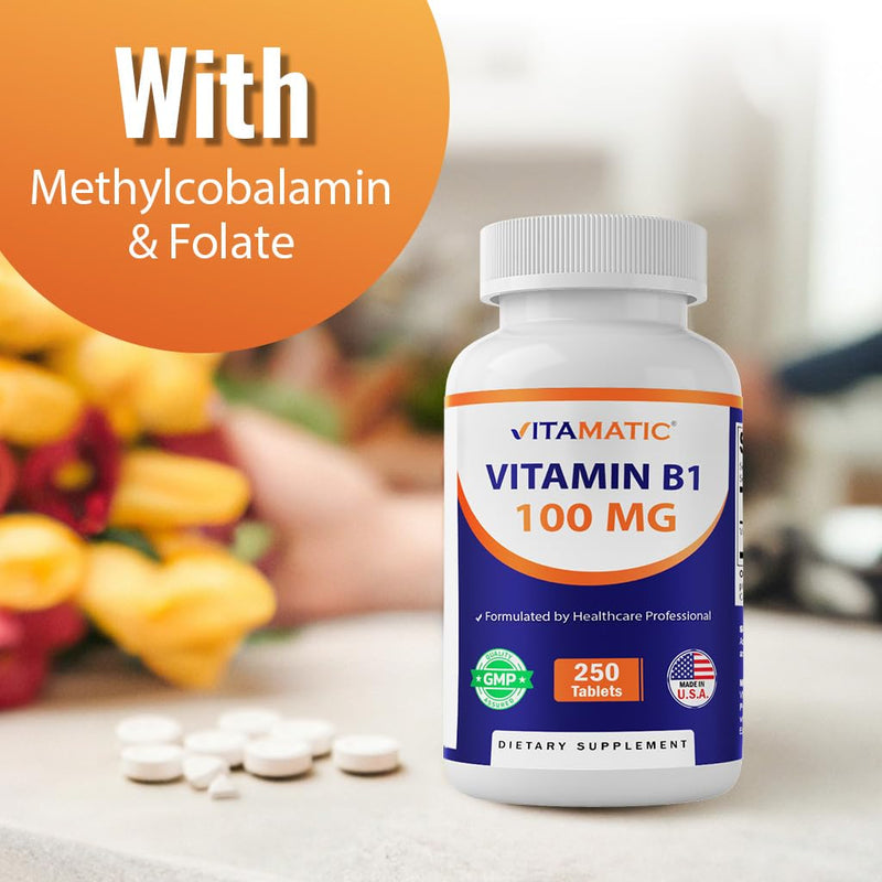 Vitamatic Methyl B12 1000 mcg with Folic Acid – Natural Berry Flavor – 240 Fast Dissolve Tablets – Methylcobalamin Vitamin B12 for Energy & Nervous System Support – Vegan & Non-GMO Supplement