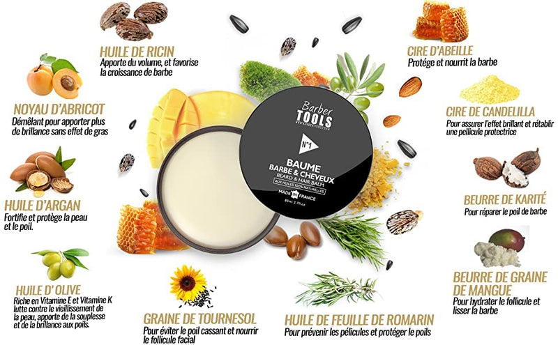 [Australia] - ✮ BARBER TOOLS ✮ Cosmetic beard set - 30ml beard oil + beard balm 30ml + beard shampoo 80ml | For grooming and beard care - MADE IN FRANCE 