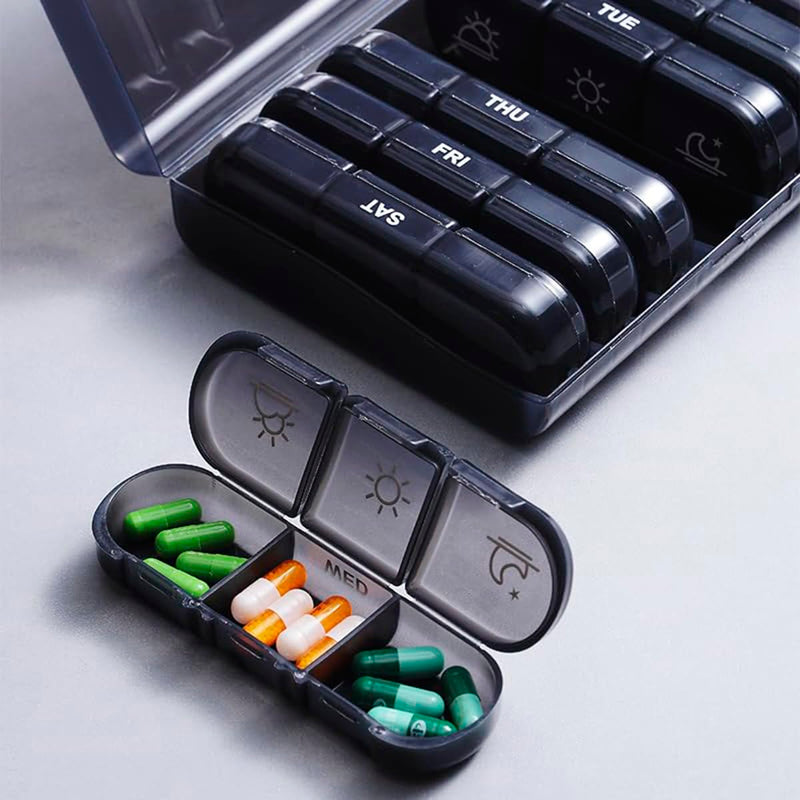 Weekly Pill Organizer 7 Day x 3 Times a Day,Medication & Pill Organizer Travel Case with Removable Compartments for Vitamins & Pills Kit (Pink) Pink