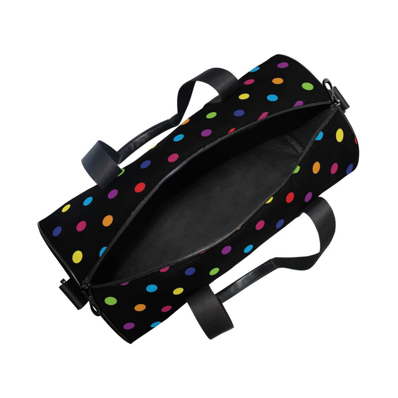 Colorful Polka Dot Black Duffel Bag Sports Gym Bags for Men and Women