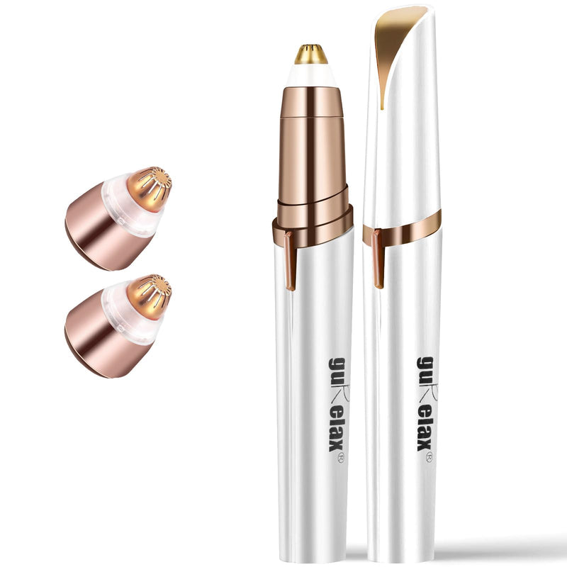 [Australia] - Gurelax eyebrow trimmer, electric USB rechargeable eyebrow trimmer epilator, LED light, painless eyebrow epilator with 2 replacement heads, eyebrow razor for women 