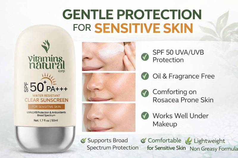SPF 50 Face Sunscreen Cream 2-Pack 1.7 oz each | Broad-Spectrum UVA and UVB Protection; Lightweight, Non-Greasy, Oil Free, Fragrance Free and Water Resistant 1.7 Fl Oz (Pack of 2)
