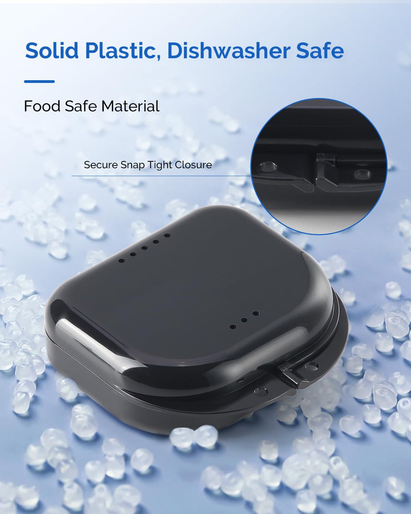 [Australia] - JMU Retainer Case with Vent Holes, Mouth Guard Case with Tight Snap Closure (White/Black) White/Black 
