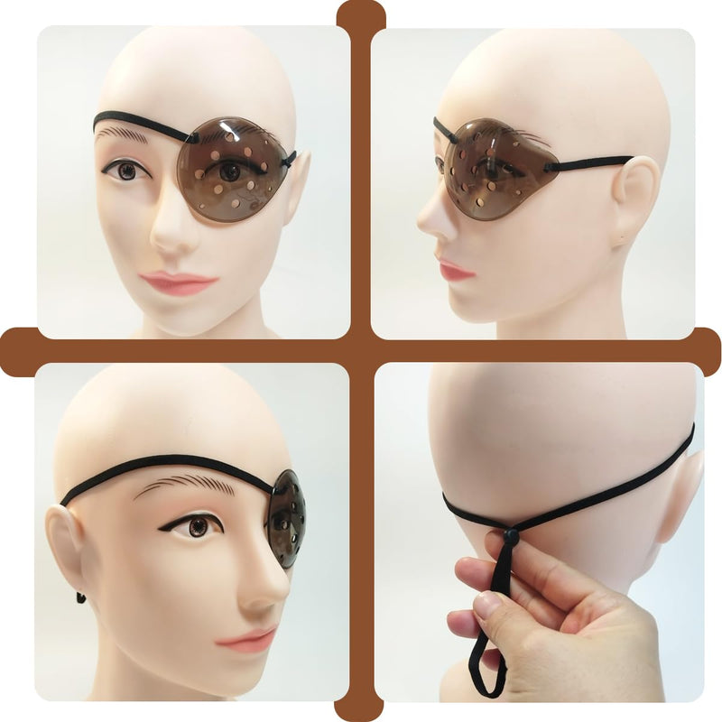 [Australia] - AMZVIO 2pcs Eye Shield After Cataract Surgery Dark Clear Eye Patch Plastic Guard with Black Elastic Strap for Adult Sleeping or Go Out,Reduce The Sensitivity of The Eyes to Light After Surgery(Brown) 