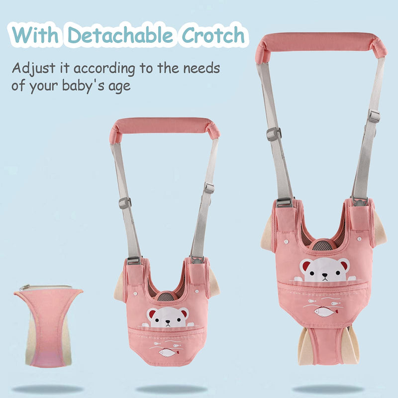 [Australia] - Baby Walking Harness Handheld Baby Walker Assistant Belt Adjustable Toddler Infant Walker Safety Harnesses Standing Up and Walking Learning Helper with Detachable Crotch for 9-24 Month (Pink) pink 
