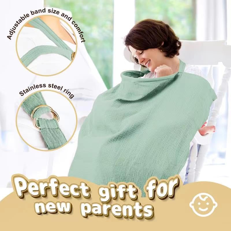 [Australia] - CORATED Nursing Cover for Baby Breastfeeding, Muslin Breathable Breastfeeding Cover Essentials with Rigid Hoop, Multi-use Adjustable Privacy Nursing Apron Cover Bright Green 