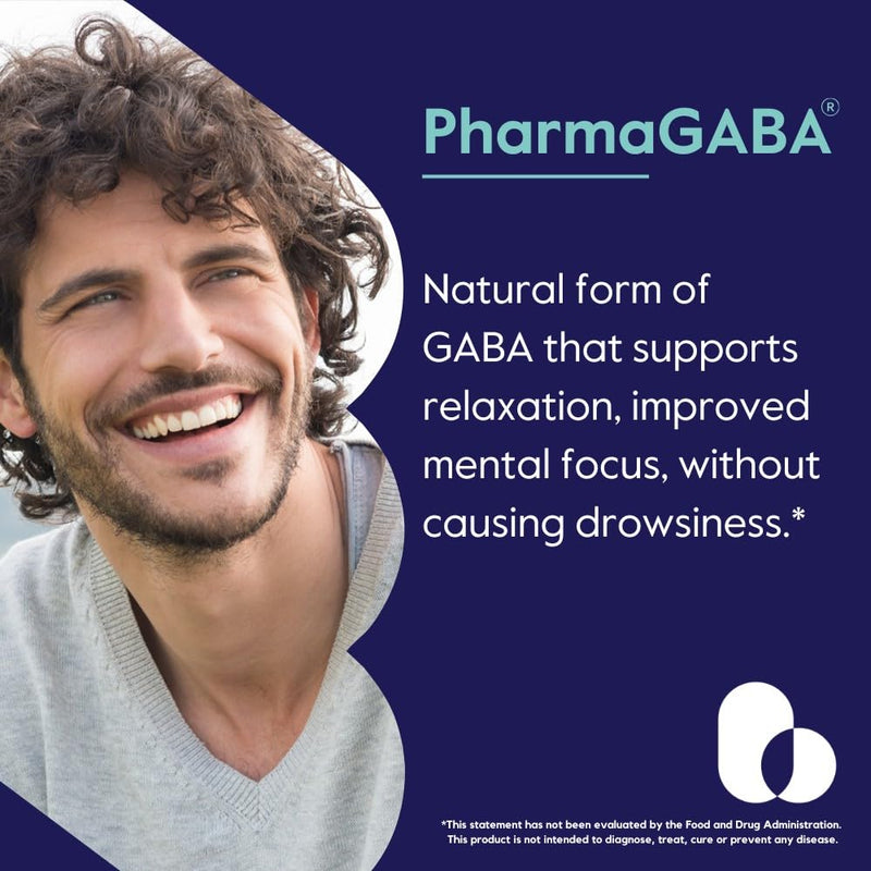 BESTVITE PharmaGABA (120 Veg Caps) - Natural GABA Supplement | Patented Ingredient - No Stearates - Vegan - Non GMO - Gluten Free - Supports Calm, Relaxed, Focused State of Mind*