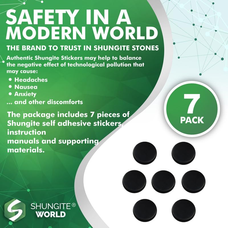 [Australia] - 7 pcs Shungite Sticker for Cell Phone Case Tablet Laptop Computer - Round Dot Healing Energy Shungite Stones Protection Plate with Carbon Fullerenes (Polished, 20 mm / 0.78") Polished 20 mm / 0.78" 
