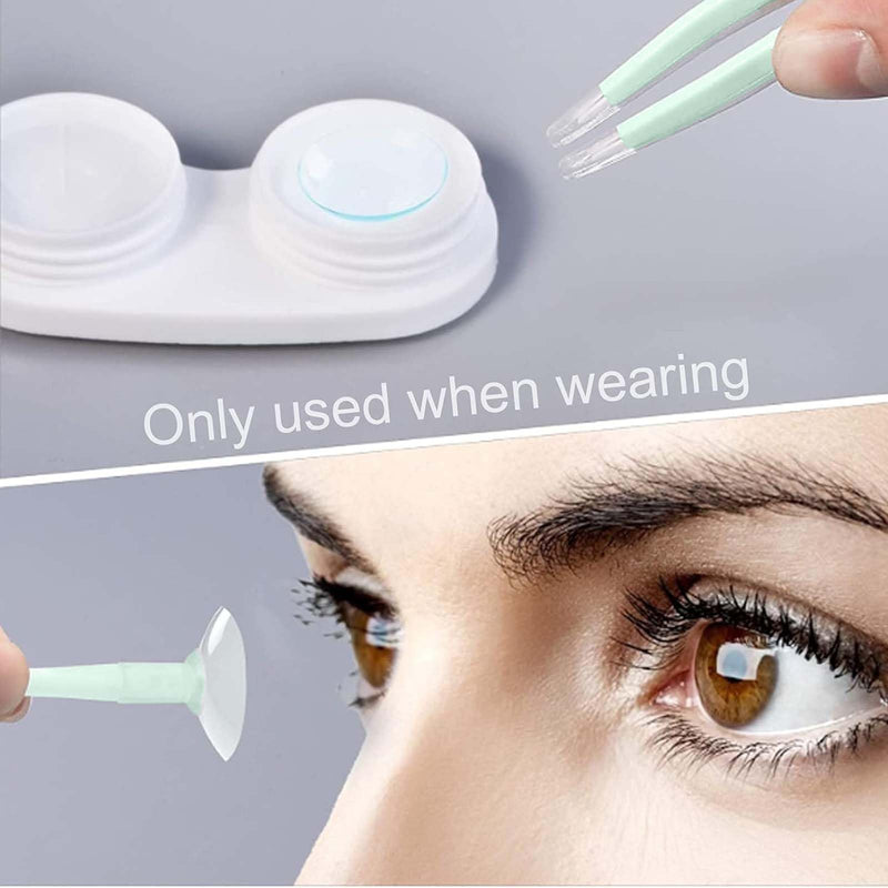 [Australia] - EnixwH Pack of 5 Contact Lens Insertion Aids, 5 Tweezers and 5 Storage Bottles, Contact Lens Sucker, Contact Lens Remover, Silicone Contact Lens Suction Cup for Soft Hard Lenses (Green) 