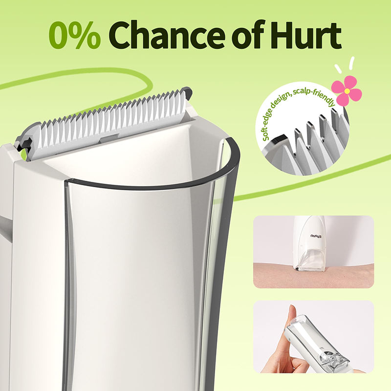 [Australia] - Baby Hair Clippers & Kids Hair Trimmer, Cordless Vacuum Hair Cutter, Ultra Quiet Electric Hair cutterfor Infant Toddler Boys & Girls (White) White 