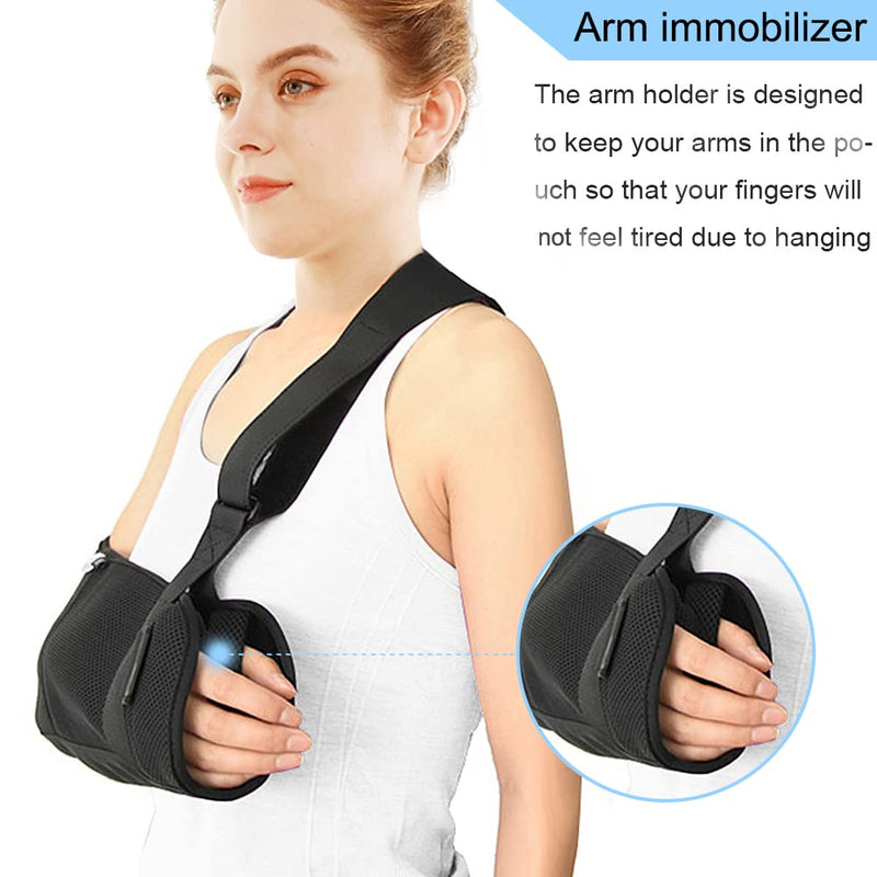 Arm Sling Shoulder immobilizer for Shoulder Injury with Back Belt Men & Women Shoulder Immobilizer Left and Right Arm Lightweight Rotator Cuff Arm Support for Elbow Wrist Injury -(Size L) Updated Large