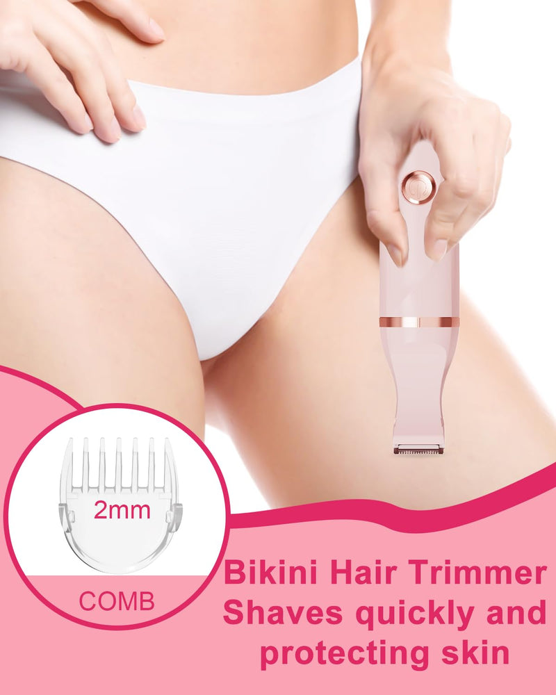 [Australia] - RAXMETRY Intimate Razor for Women, 3 in 1 Women's Electric Shaver, Women's Rechargeable Trimmer for Bikini Area, Armpits, Legs, Ipx7 Waterproof for Wet and Dry, Pink 