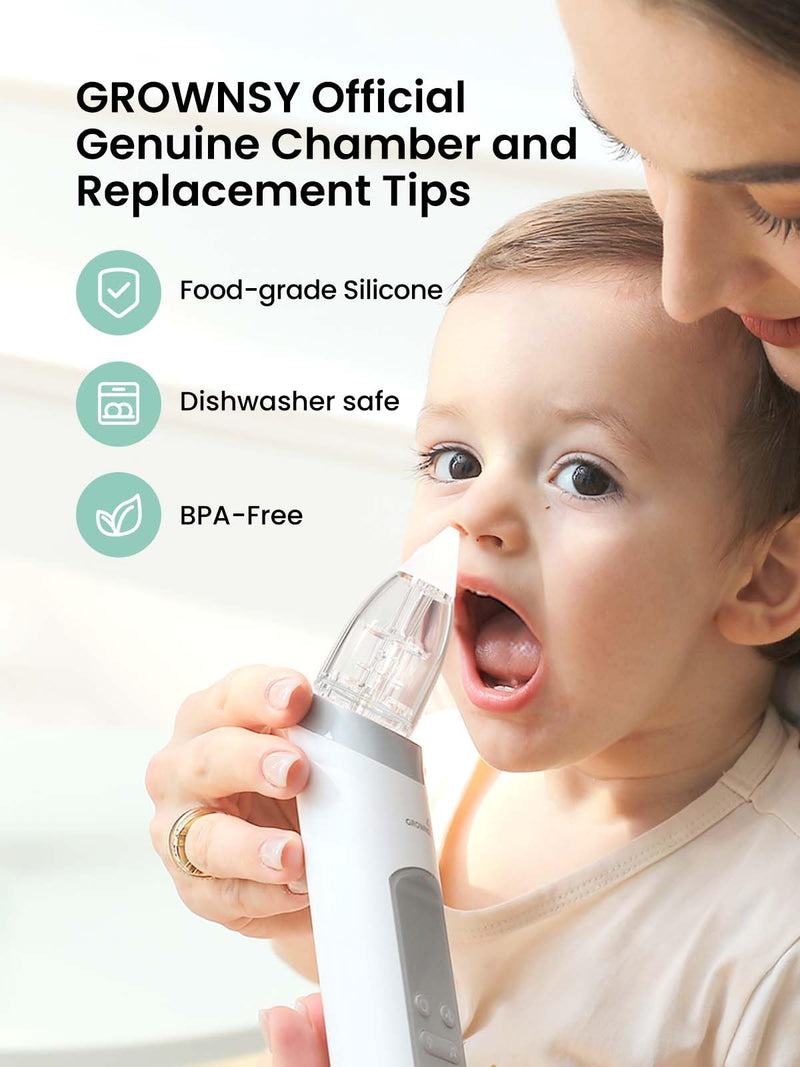 [Australia] - GROWNSY Official Upgraded Larger Suction Chamber and 3Pcs Silicone Tips for GROWNSY Nasal Aspirator, Nose Sucker Replacement Kit Larger Suction Chamber + 3Pcs Tips 