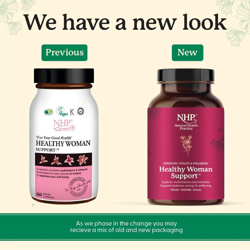 NHP Advanced Healthy Woman Support – Complete Multivitamin & Mineral Formula for Women’s Health, Energy, Vitality & Immunity – 30+ Active Nutrients for Wellness & Hormonal Balance – 60 Vegan Capsules