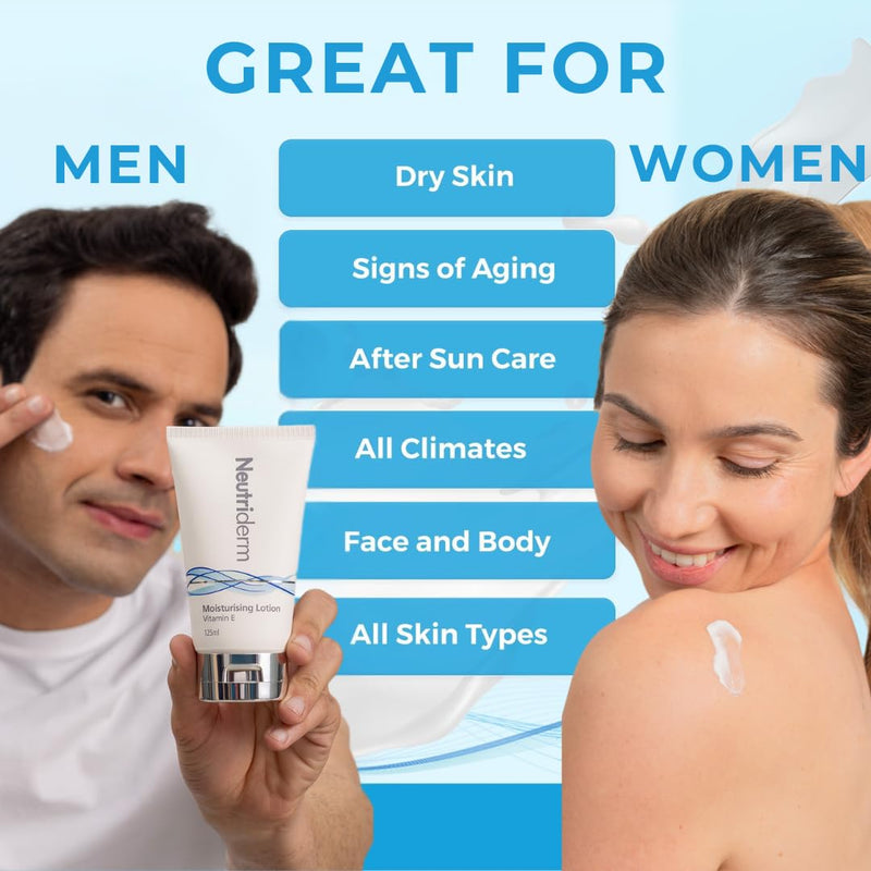 NEUTRIDERM Daily Face Moisturizer with Natural Vitamin E Cream, Moisturizing Lotion for Face and Body, Wrinkles, Dry, Acne-Prone, Irritated or Aging Skin, 48-Hour Hydration, 4.2 oz | Vitamin E formula hydrates face & body, supports dry, sensitive and m...