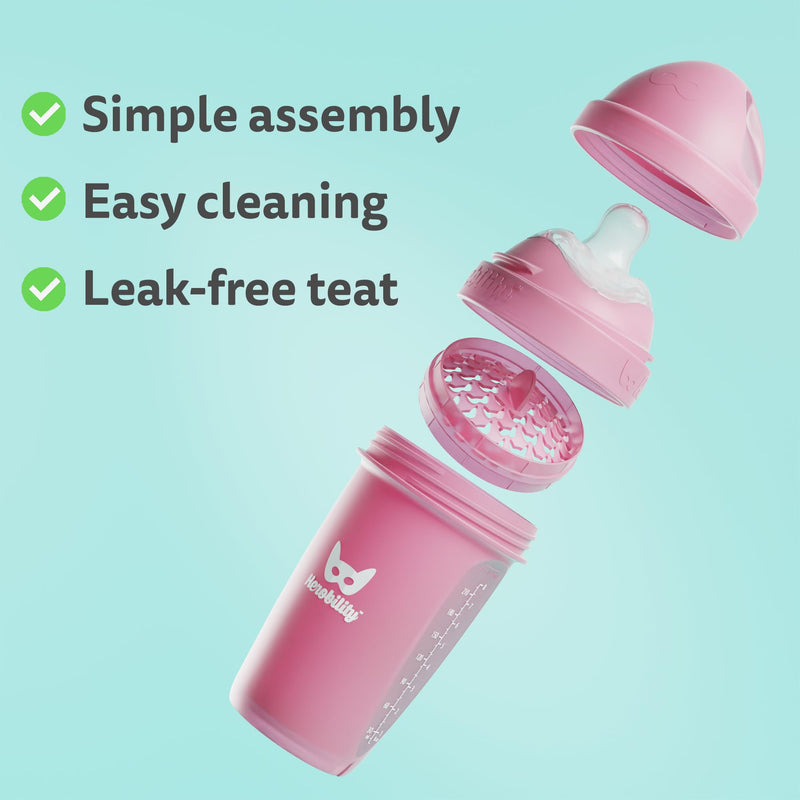 [Australia] - Herobility Double Anti-Colic Baby Bottles ‚Äì 8.5 fl oz/240ml ‚Äì 4-Pack ‚Äì Multicolor - White, Gray, Iron Blue, Blue 8.5 fl oz/240 ml 