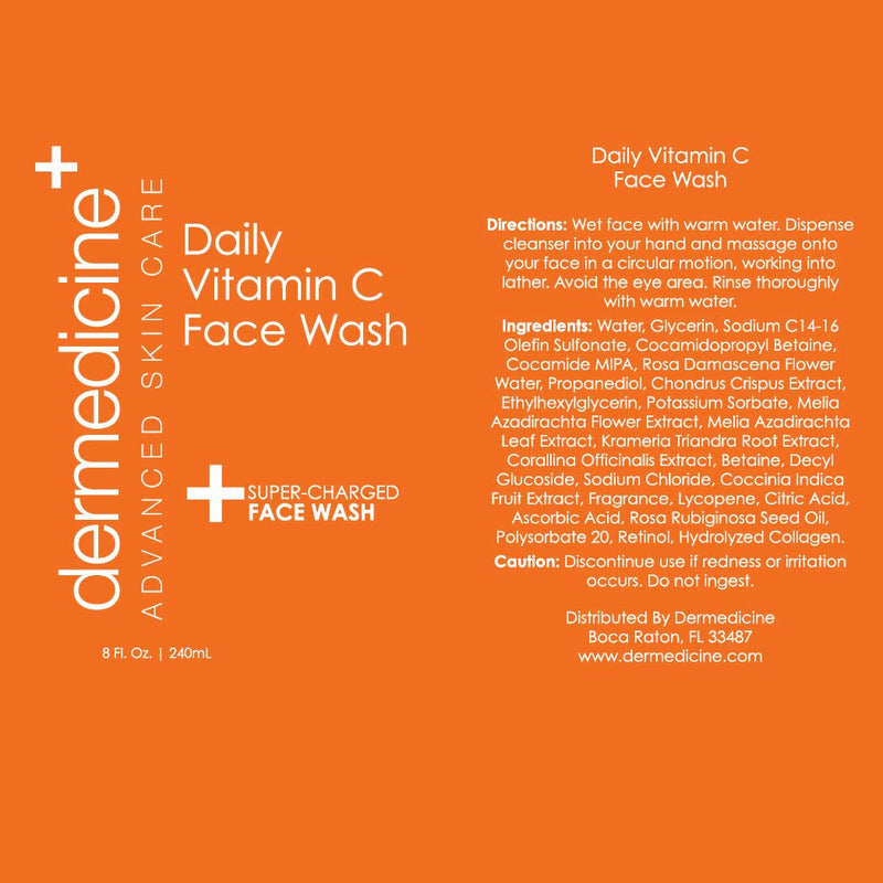 Vitamin C Face Wash with Retinol, Daily Cleanser, 8 fl oz, 240 ml | Marine and plant extracts, helps brighten the look of skin and balance the appearance of complexion