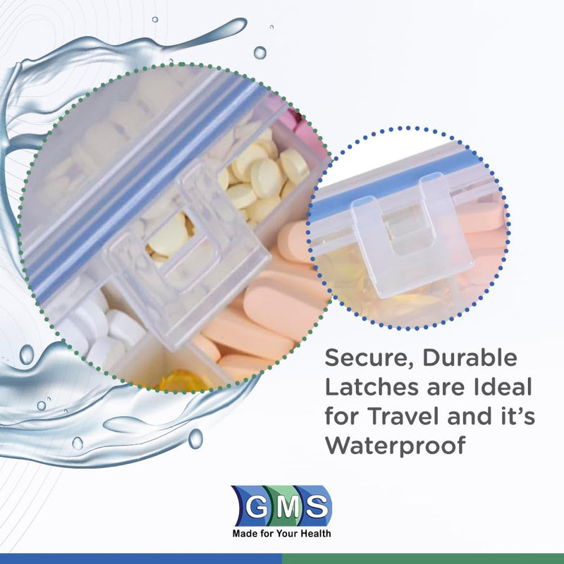 Large 12 Compartment Pill Organizer, Travel Vitamin Chest Box | Secure Locking Container for Daily Supplements & Tablets, Easy-Lock Design for Medicine Cabinet Organization & Travel