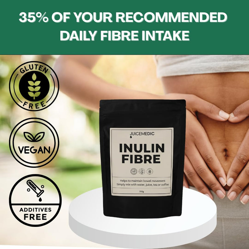 Inulin Fibre Powder 200g – Prebiotic Fibre Supplement for Gut Health, Digestion & Weight Management – Neutral Taste, Easily Mixes in Water, Coffee or Smoothies