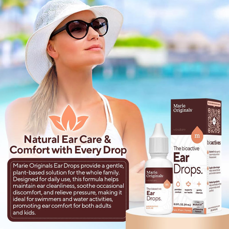 [Australia] - Marie Originals Ear Drops for Clogged Ears, Dry Itchy Ears & Ear Hygiene for Adults & Kids | Natural Plant-Based Ingredients Perfect for Summer use, Swimmers & Everyday Care | 0.5 FL Oz - 14mL 