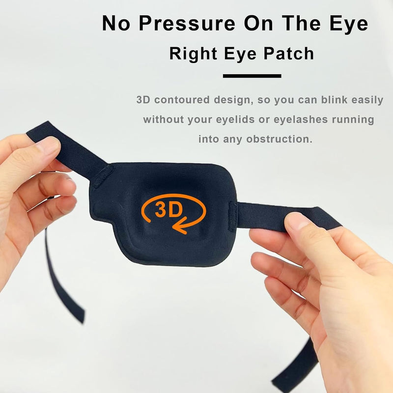 3D Eye Patch, Medical Eye Patches for Adults Kids, 3D Amblyopia Lazy Eye Patches for Right Eye Black