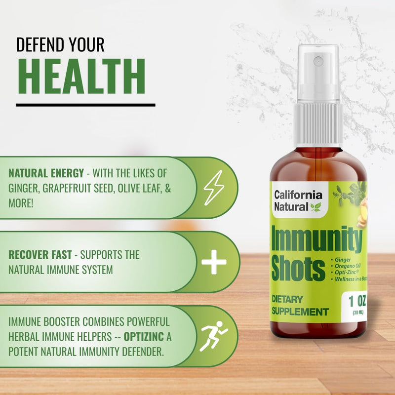 [Australia] - California Natural Immunity Shots 1oz Bottle, Organic Ginger Root, Oregano Oil - Potent & Pure Immune System Booster - Immune System Support & Wellness Shot (Pack of 1) 