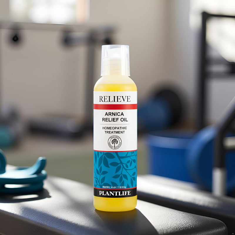 [Australia] - Plantlife Arnica Relieve Oil - Relieve Products are a Homeopathic Solution for Everyday Use - Works Quickly and Effectively - Made in California Unscented 4 Fl Oz (Pack of 1) 
