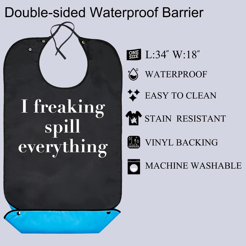 [Australia] - Funny Adult Bibs for Men Washable Waterproof Adult Bib for Eating with Crumb Catcher B Style - 1 Pack 