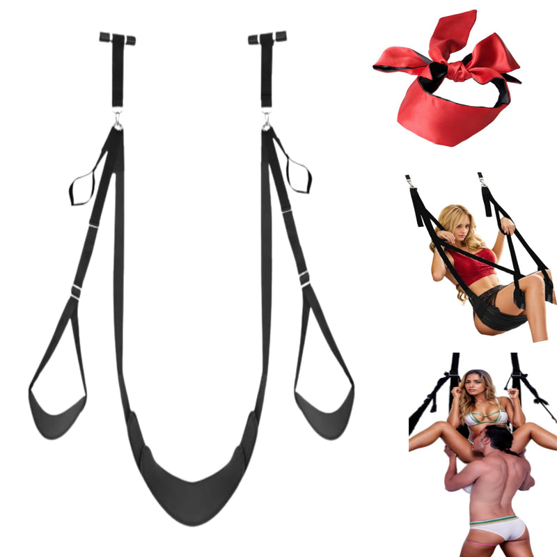 Door Sex Swing with Seat - Newest Leather Cushion Thick Fluff,with Adjustable Straps,Sex Door Love Slings Bondage Restraints for Adult Sex Toys, Holds up to 400lbs(Upgradest Version)