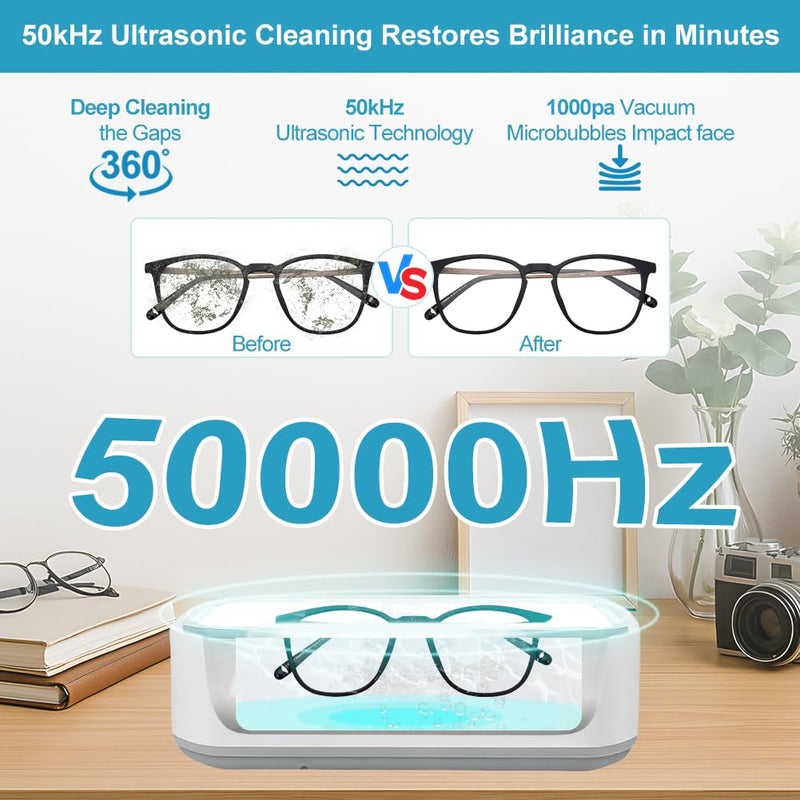 [Australia] - Ultrasonic Retainer Cleaner for Tooth，50KHz Jewelry Cleaner Deep Cleaning Machine -650ML Dental Cleaning Pod for Dentures/Mouth Guards/Eyeglasses-3 Timers -Stainless Steel, Reliable Use 