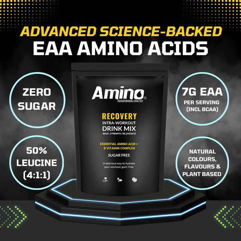 Amino Recovery - EAA & BCAA Intra Workout Powder - 7000mg EAA Amino Acid Recovery Drink & BCAA Powder - Protect Muscle & Aid Recovery - Sugar Free & Vegan (Cloudy Lemon, 22 Servings) Cloudy Lemon 22 Servings (Pack of 1)