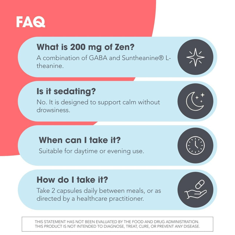 Allergy Research Group ARG 200 mg of Zen L-Theanine and GABA, 120 Capsules | 200 mg L-Theanine and 550 mg GABA for Calm and Stress Balance, Vegetarian and Hypoallergenic 120 Count (Pack of 1)