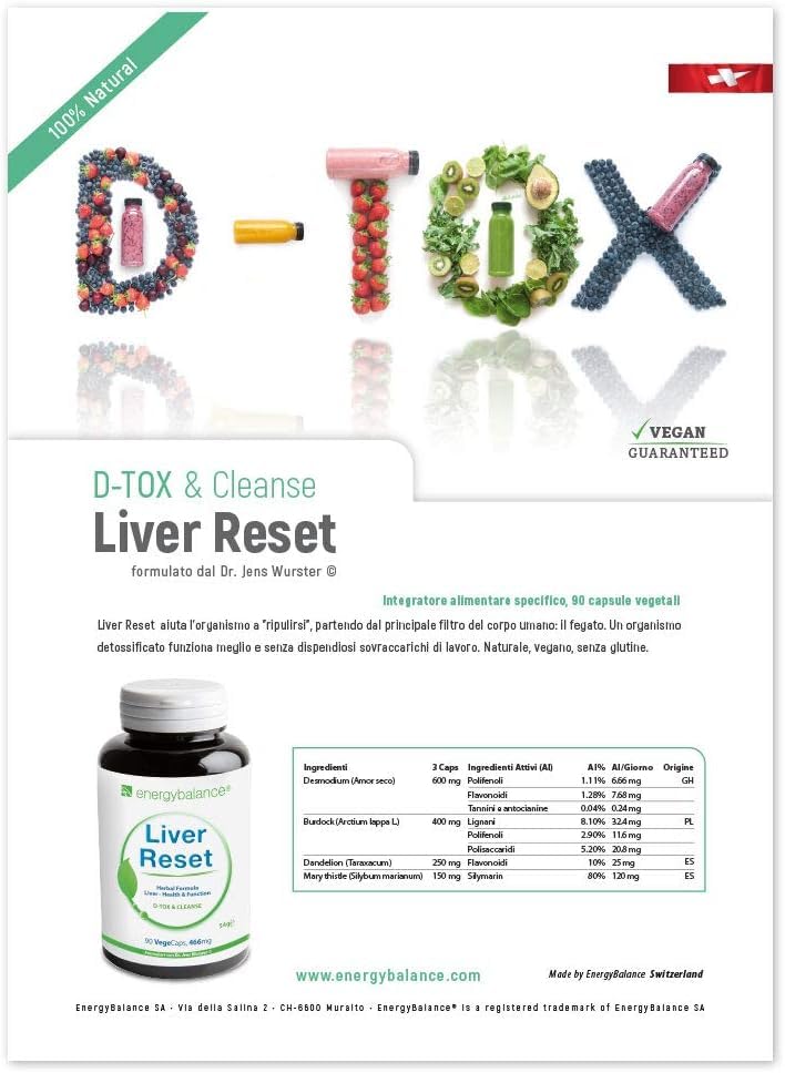 [Australia] - EnergyBalance Liver Reset - Capsules Liver Complex - Liver Regeneration - Vegan, without additives - 90 VegeCaps of 466 mg each 
