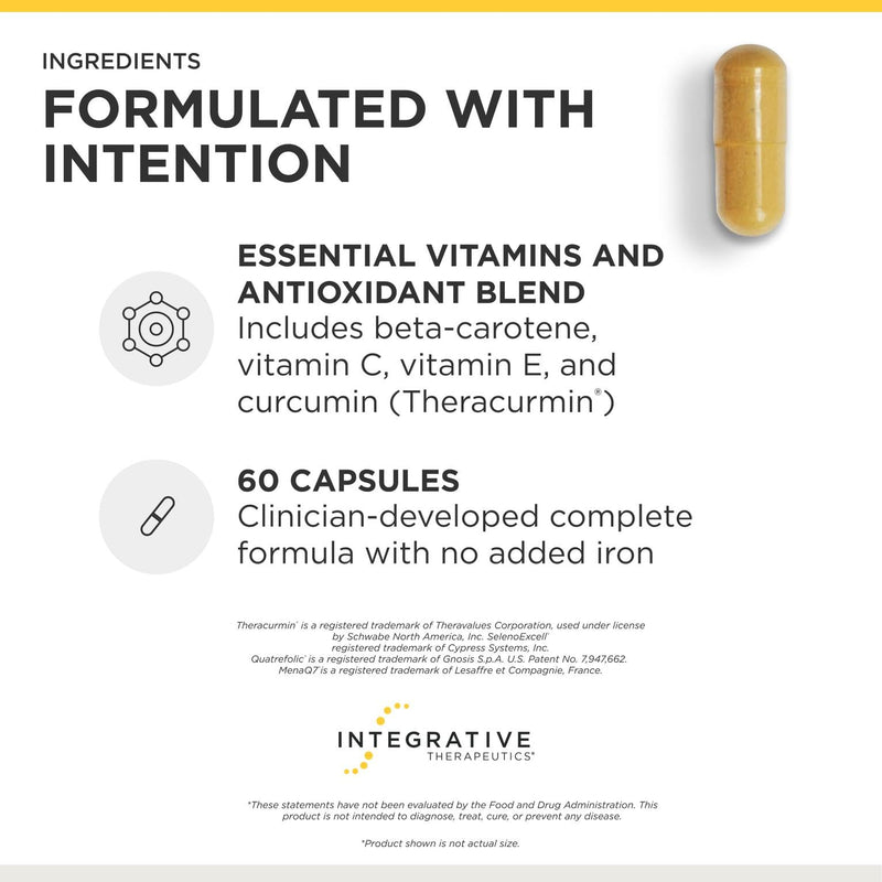 Integrative Therapeutics Clinical Nutrients HP - Daily Multivitamin with Antioxidant Support* - No Added Iron - Easy to Swallow - 60 Count (Pack of 1) 60 Count (Pack of 1)