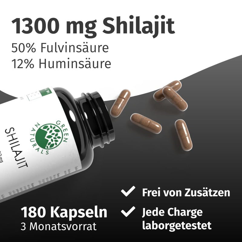 [Australia] - Shilajit Original Himalaya - IMPORTANT: 13,000 mg Shilajit per daily dose (10:1 extract) +50% fulvic acid +12% humic acid - 3 month supply - 180 capsules - 100% vegan & without additives 