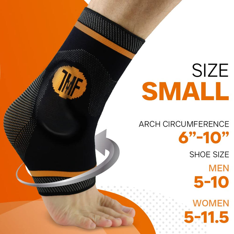 [Australia] - Treat My Feet Compression Ankle Brace with Silicone Ankle Support and Copper - Plantar Fasciitis Brace for Foot Pain & Achilles Tendonitis Relief - Ankle Brace for Women & Men - Small Size Small (Pack of 1) 