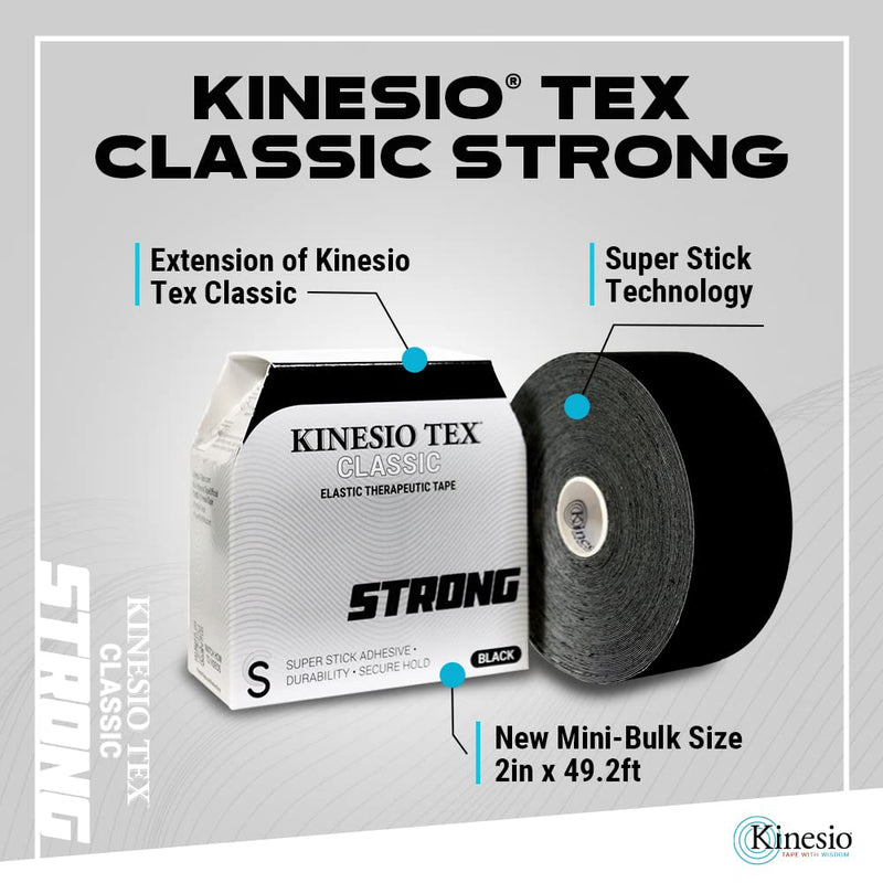 Kinesio Tape - Tex Classic Strong - Elastic Therapeutic Athletic Tape - Super Stick for Extended Wear - 2 in. x 49.2 ft Roll