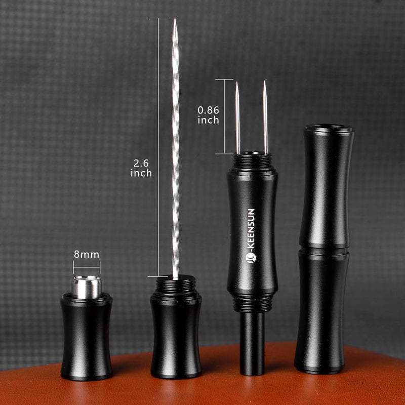 [Australia] - 3-in-1 Cigar Punch Tool Set with Cigar Punch(8mm), Cigar Draw Enhancer Cutter and Twin Nubber (Black) Black 