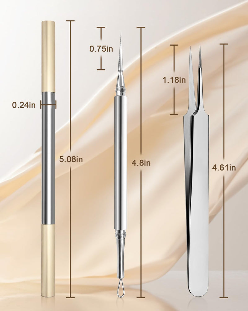 [Australia] - SGNEKOO Professional Facial Milia Removal Tool and Whitehead Extractor,Titanium Alloy Double Ended Needle and Steel Tweezers Kit,Blackhead,Blemish,Zit and Pimple Acne Remover Popper (Titanium Gold) Titanium Gold 