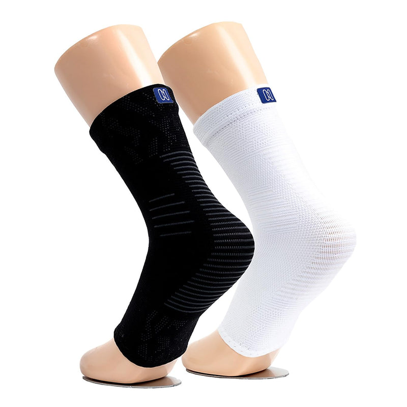 [Australia] - Compression Socks (Pair) - Nylon & Spandex Toeless Support for Plantar Fasciitis, Neuropathy, Foot Pain Relief Medium Black 